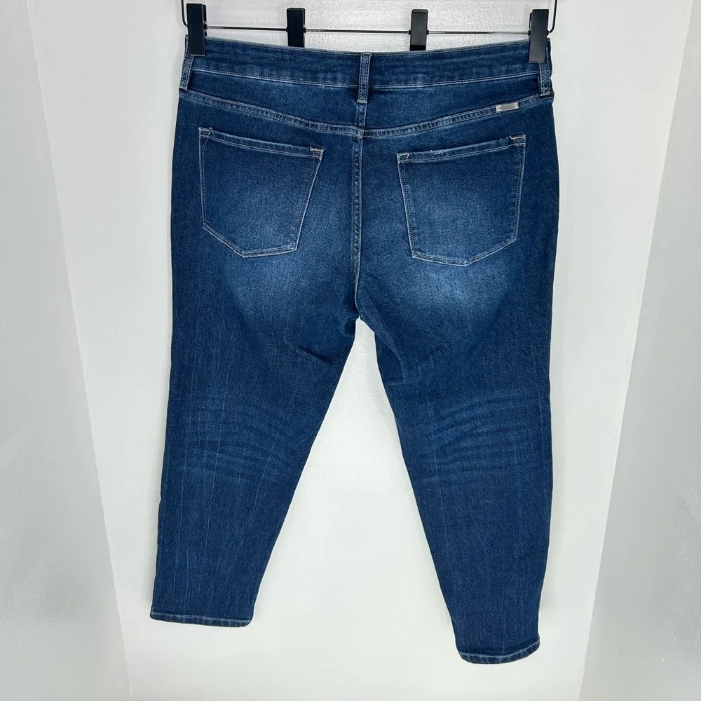 Kancan 90s Boyfriend‎ Jeans Size 14 Stretch Denim Whiskers Comfort Office 37x29